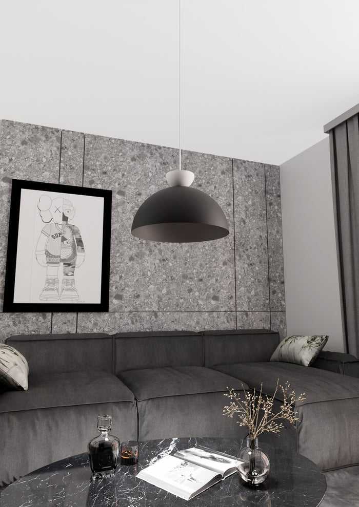 Lampadario Minimal Efesto Acciaio Nero Bianco 1 Luce Gx53