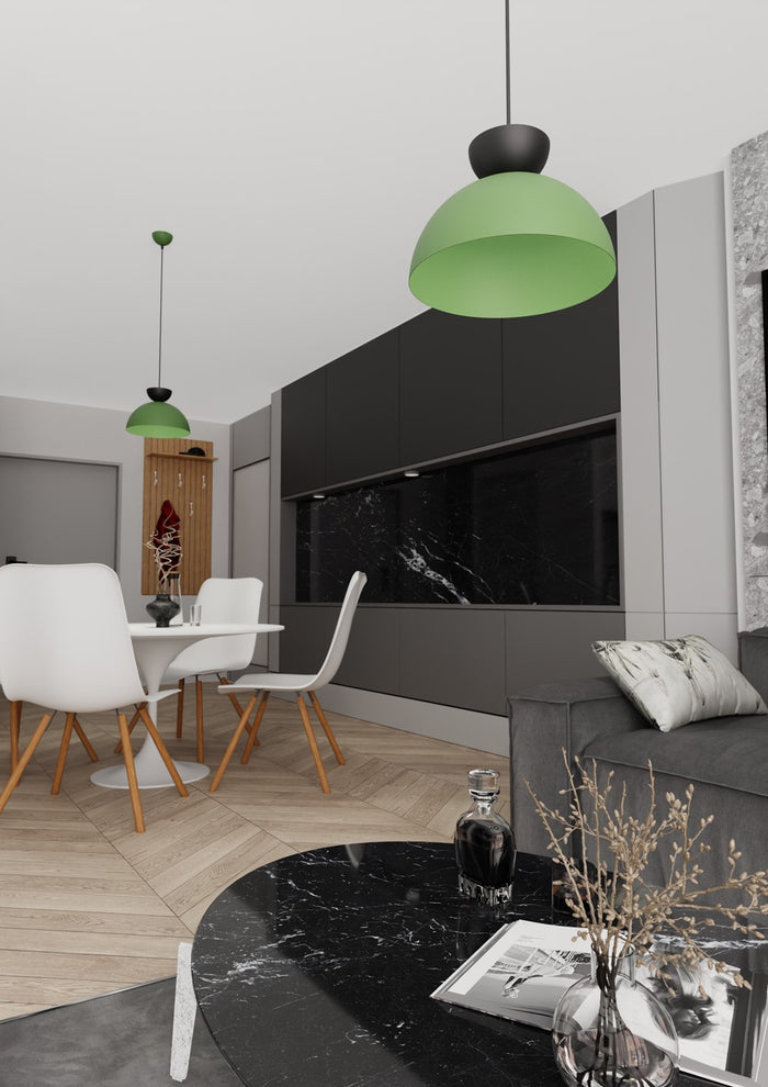 Lampadario Minimal Efesto Acciaio Nero Verde 1 Luce Gx53 Ip20