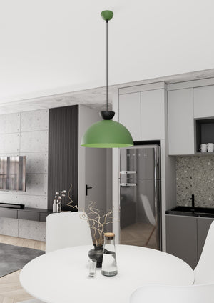 Lampadario Minimal Efesto Acciaio Nero Verde 1 Luce Gx53