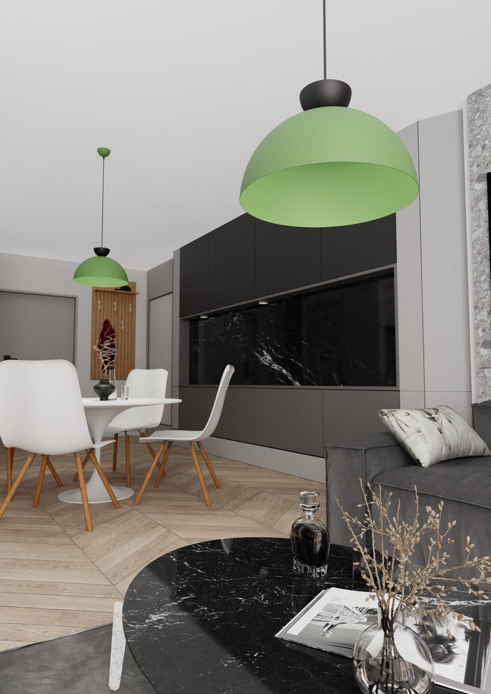 Lampadario Minimal Efesto Acciaio Nero Verde 1 Luce Gx53