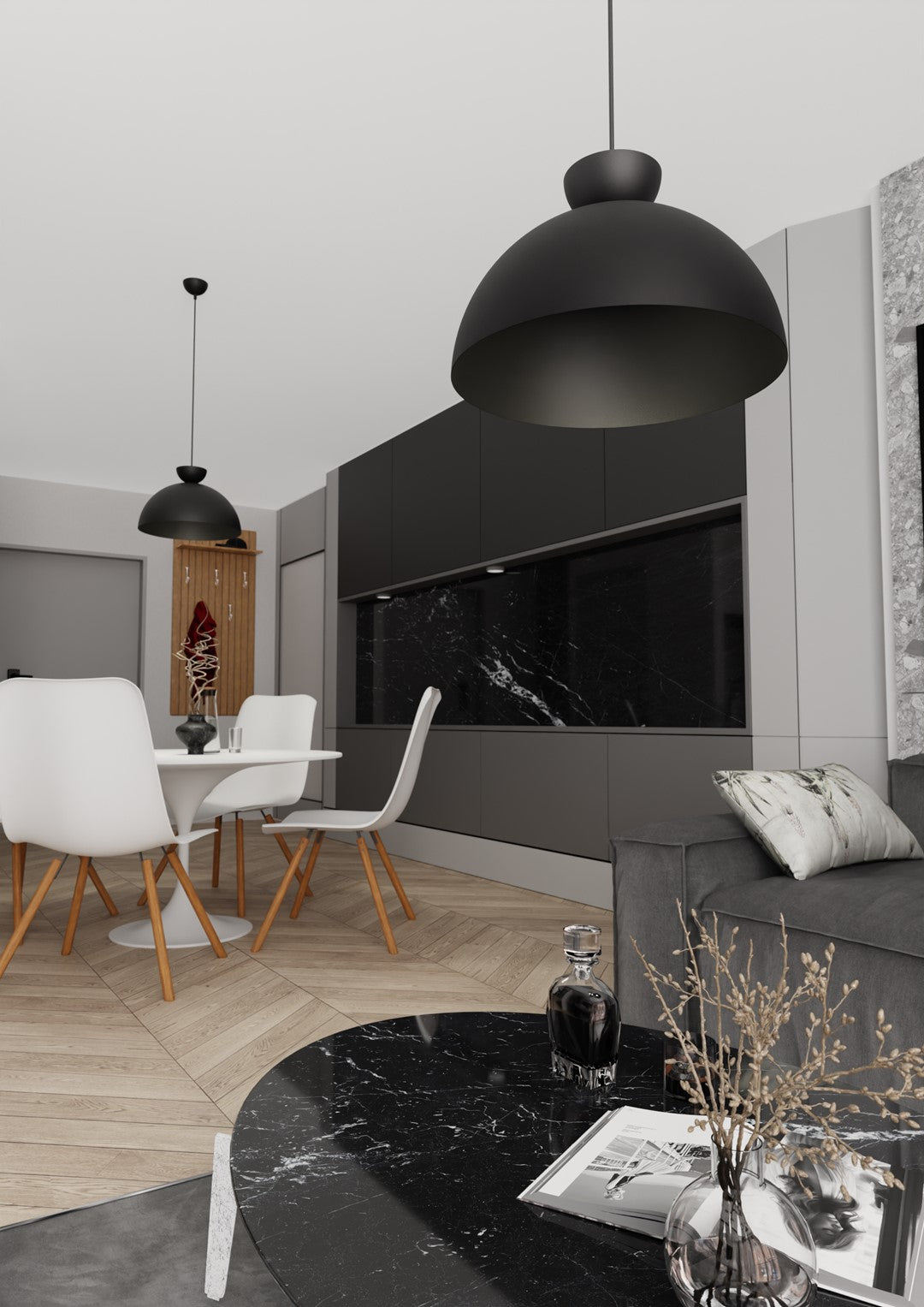 Lampadario Minimal Efesto Acciaio Nero 1 Luce Gx53