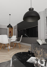 Lampadario Minimal Efesto Acciaio Nero 1 Luce Gx53