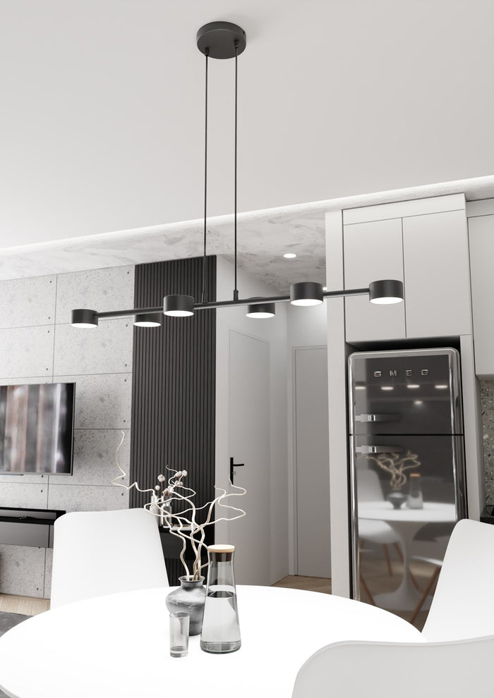 Lampadario Minimal Afrodite Acciaio Nero 6 Luci Gx53 Ip20