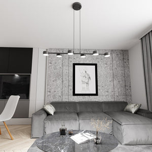 Lampadario Minimal Afrodite Acciaio Nero 6 Luci Gx53 Ip20