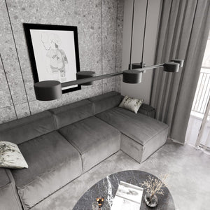 Lampadario Minimal Afrodite Acciaio Nero 6 Luci Gx53 Ip20