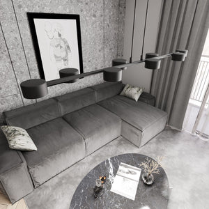 Lampadario Minimal Afrodite Acciaio Nero 8 Luci Gx53 Ip20