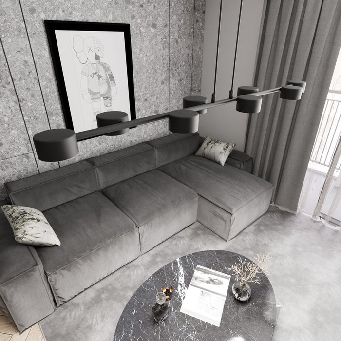 Lampadario Minimal Afrodite Acciaio Nero 8 Luci Gx53 Ip20