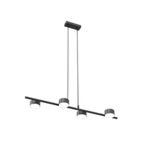 Lampadario Minimal Hermes Acciaio Nero 4 Luci Gx53 Ip20