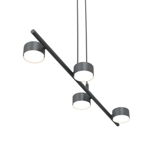 Lampadario Minimal Hermes Acciaio Nero 4 Luci Gx53 Ip20