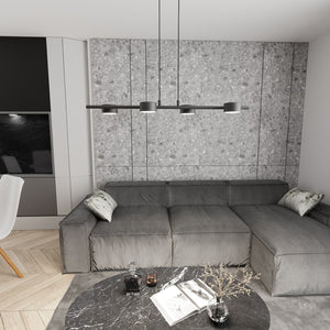 Lampadario Minimal Hermes Acciaio Nero 4 Luci Gx53 Ip20