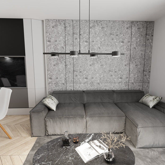 Lampadario Minimal Hermes Acciaio Nero 4 Luci Gx53 Ip20