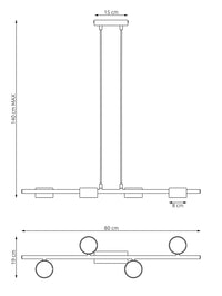 Lampadario Minimal Hermes Acciaio Nero 4 Luci Gx53 Ip20