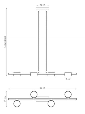 Lampadario Minimal Hermes Acciaio Nero 4 Luci Gx53 Ip20