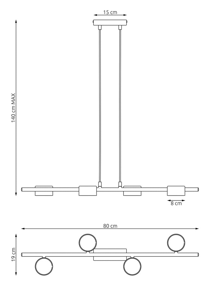 Lampadario Minimal Hermes Acciaio Nero 4 Luci Gx53 Ip20