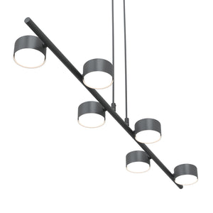 Lampadario Minimal Hermes Acciaio Nero 6 Luci Gx53 Ip20