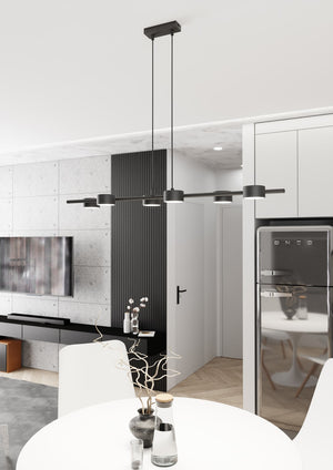 Lampadario Minimal Hermes Acciaio Nero 6 Luci Gx53 Ip20