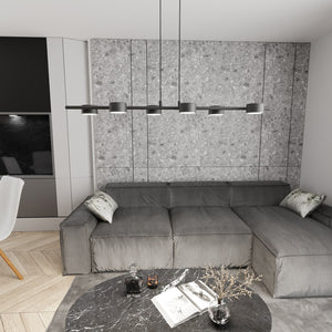 Lampadario Minimal Hermes Acciaio Nero 6 Luci Gx53 Ip20