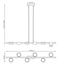 Lampadario Minimal Hermes Acciaio Nero 6 Luci Gx53 Ip20