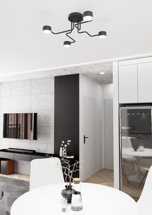 Plafoniera Moderna Ade Acciaio Nero 4 Luci Gx53 Ip20