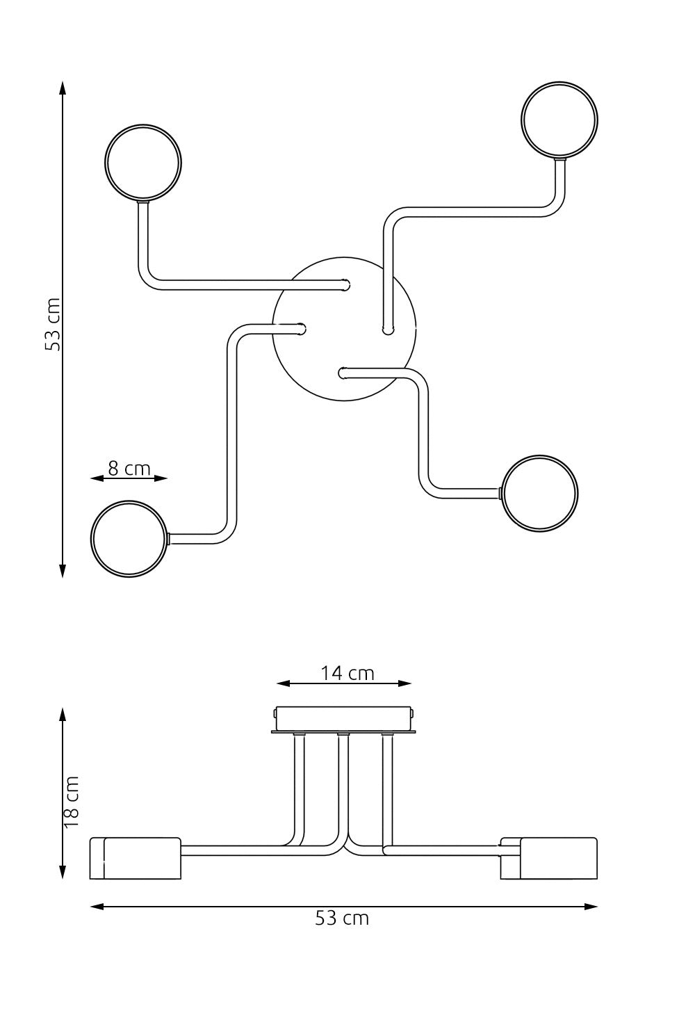 Plafoniera Moderna Ade Acciaio Nero 4 Luci Gx53 Ip20