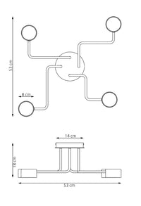 Plafoniera Moderna Ade Acciaio Nero 4 Luci Gx53 Ip20