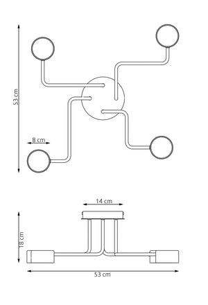 Plafoniera Moderna Ade Acciaio Nero 4 Luci Gx53 Ip20