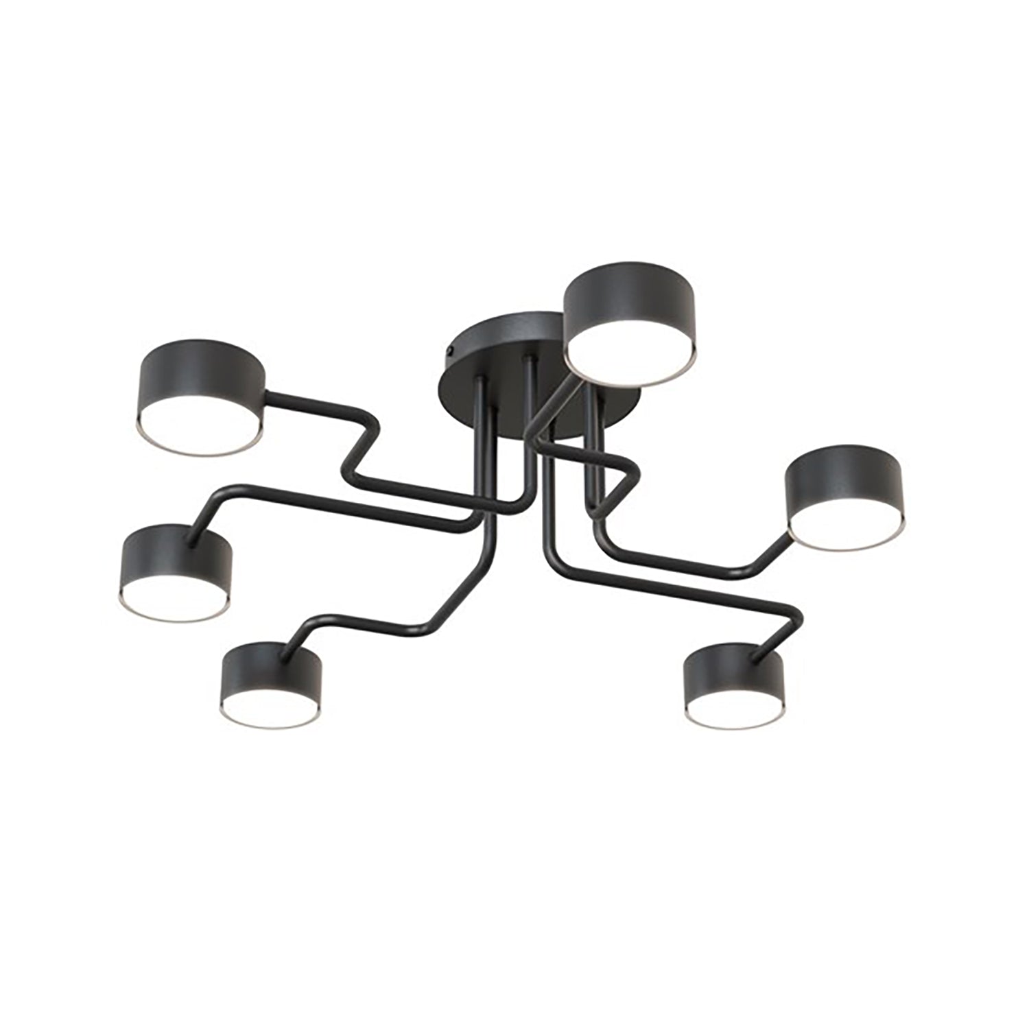 Plafoniera Moderna Ade Acciaio Nero 6 Luci Gx53 Ip20