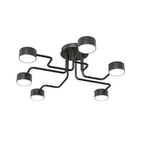 Plafoniera Moderna Ade Acciaio Nero 6 Luci Gx53 Ip20