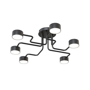 Plafoniera Moderna Ade Acciaio Nero 6 Luci Gx53 Ip20