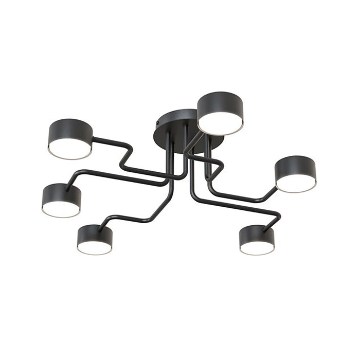 Plafoniera Moderna Ade Acciaio Nero 6 Luci Gx53 Ip20