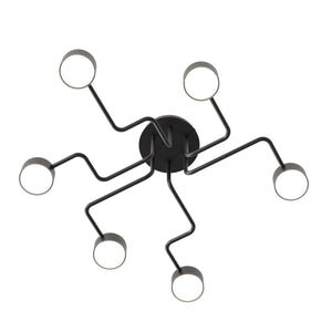 Plafoniera Moderna Ade Acciaio Nero 6 Luci Gx53 Ip20