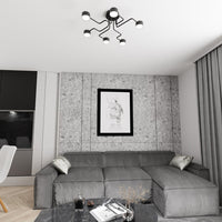 Plafoniera Moderna Ade Acciaio Nero 6 Luci Gx53 Ip20