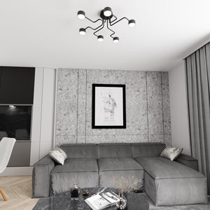 Plafoniera Moderna Ade Acciaio Nero 6 Luci Gx53 Ip20