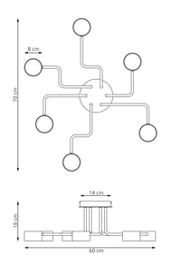 Plafoniera Moderna Ade Acciaio Nero 6 Luci Gx53 Ip20