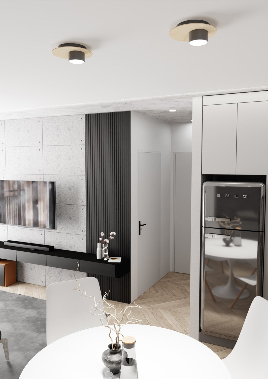 Plafoniera Minimal Persefone Acciaio Nero 1 Luce Gx53 Ip20