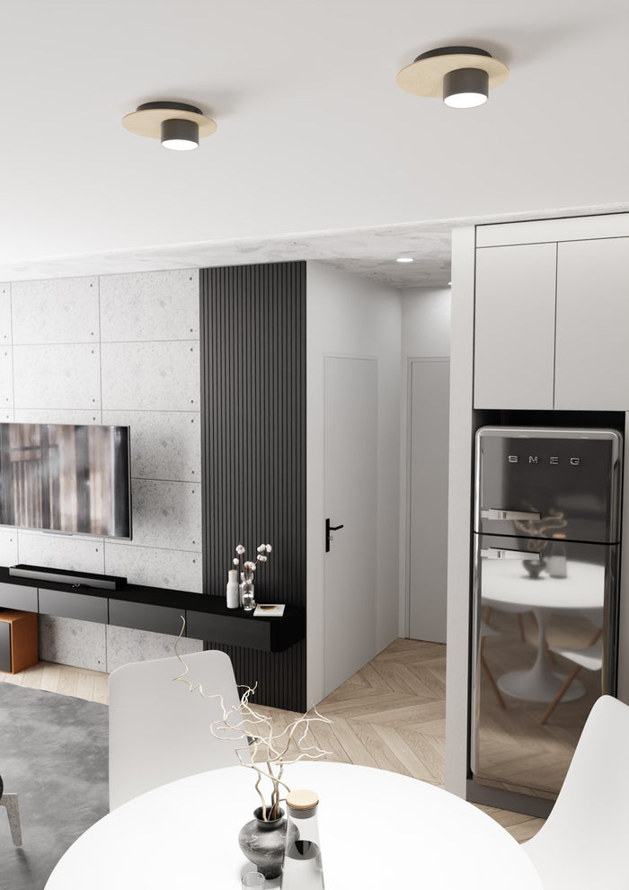 Plafoniera Minimal Persefone Acciaio Nero 1 Luce Gx53 Ip20