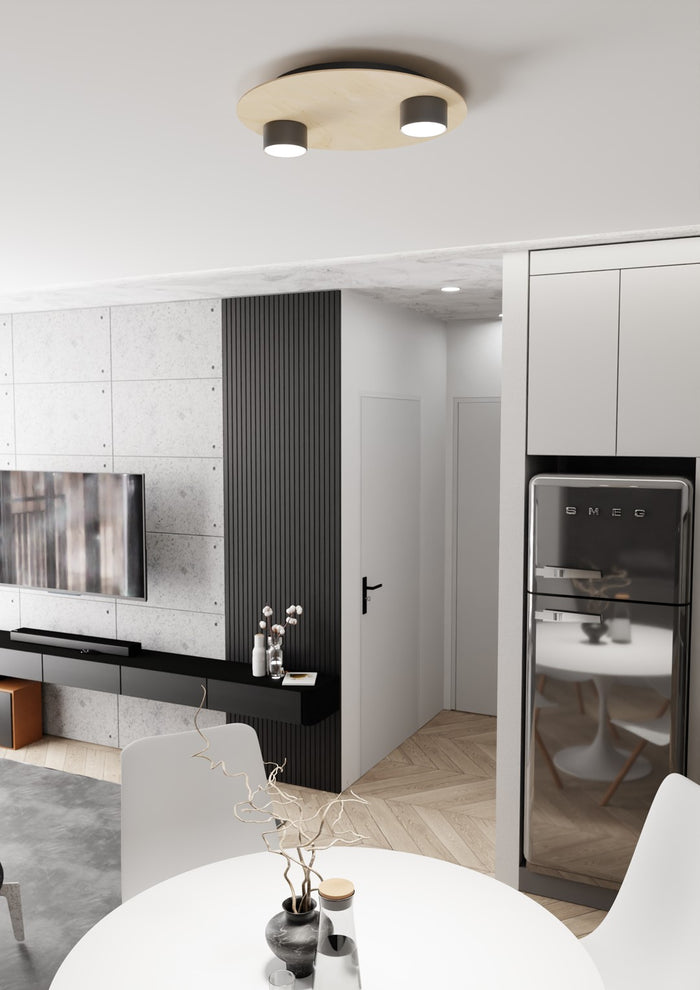 Plafoniera Minimal Persefone Acciaio Nero 2 Luci Gx53 Ip20