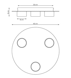 Plafoniera Minimal Persefone Acciaio Nero 3 Luci Gx53 Ip20