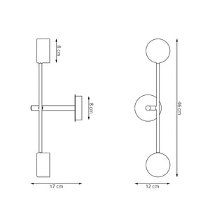 Applique Moderna Giove Acciaio Nero 2 Luci Gx53 Ip20