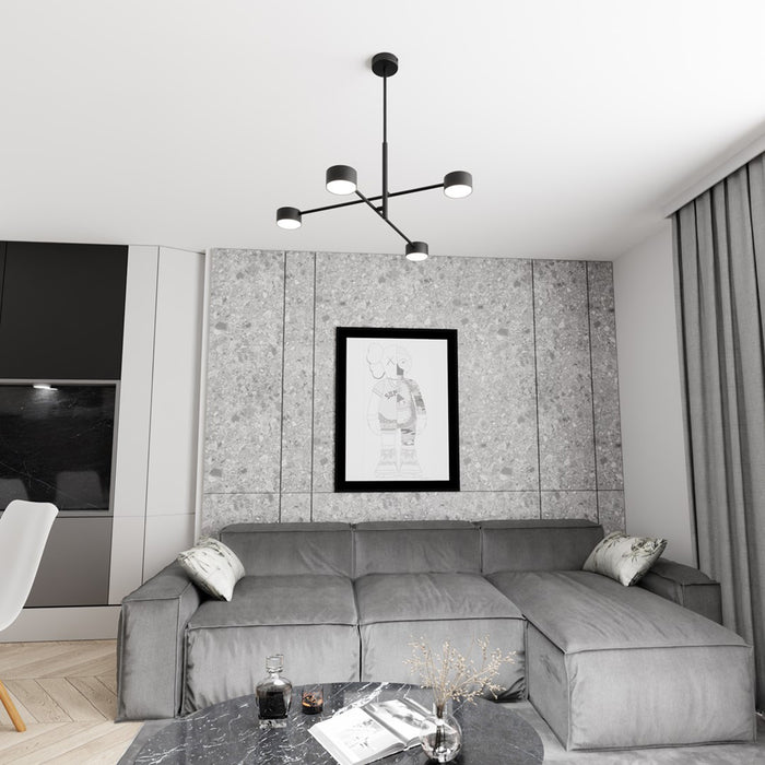 Plafoniera Moderna Giove Acciaio Nero 4 Luci Gx53 Ip20