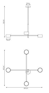 Plafoniera Moderna Giove Acciaio Nero 4 Luci Gx53 Ip20
