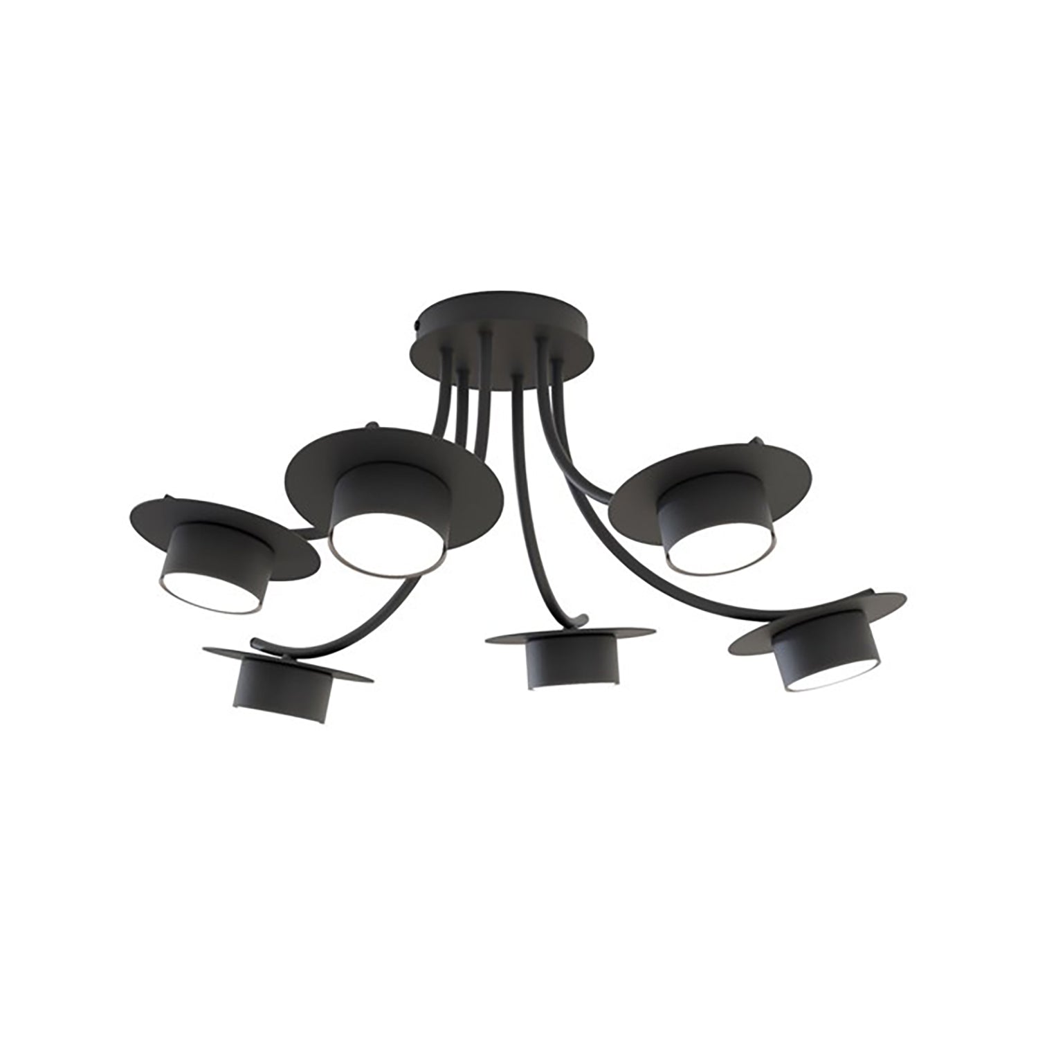 Plafoniera Moderna Giunone Acciaio Nero 6 Luci Gx53 Ip20