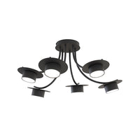 Plafoniera Moderna Giunone Acciaio Nero 6 Luci Gx53 Ip20