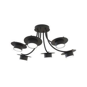 Plafoniera Moderna Giunone Acciaio Nero 6 Luci Gx53 Ip20