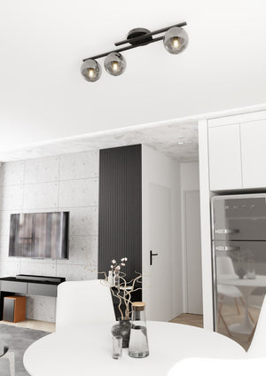 Plafoniera Moderna Nettuno Acciaio Nero 3 Luci E14 Ip20