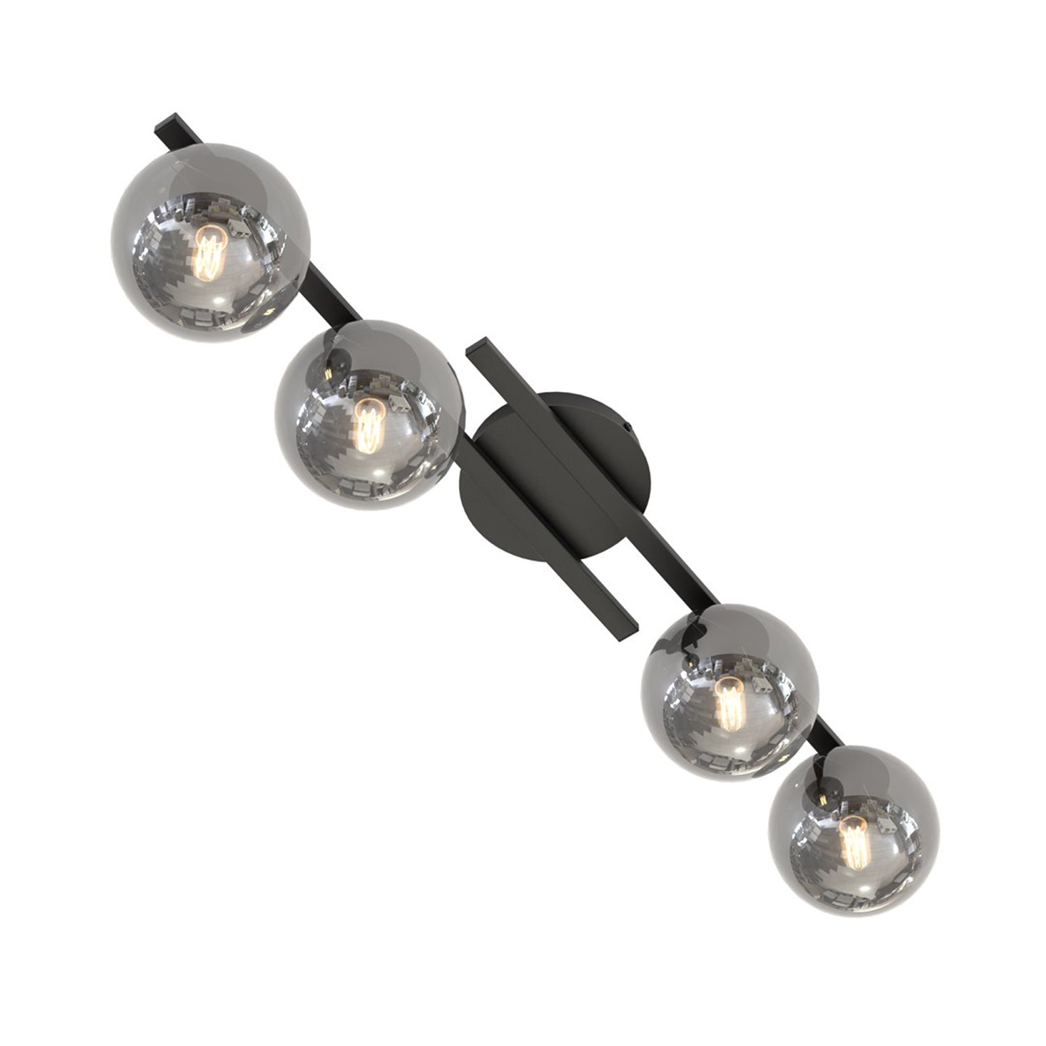 Plafoniera Moderna Nettuno Acciaio Nero 4 Luci E14 Ip20
