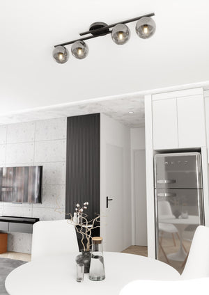 Plafoniera Moderna Nettuno Acciaio Nero 4 Luci E14 Ip20