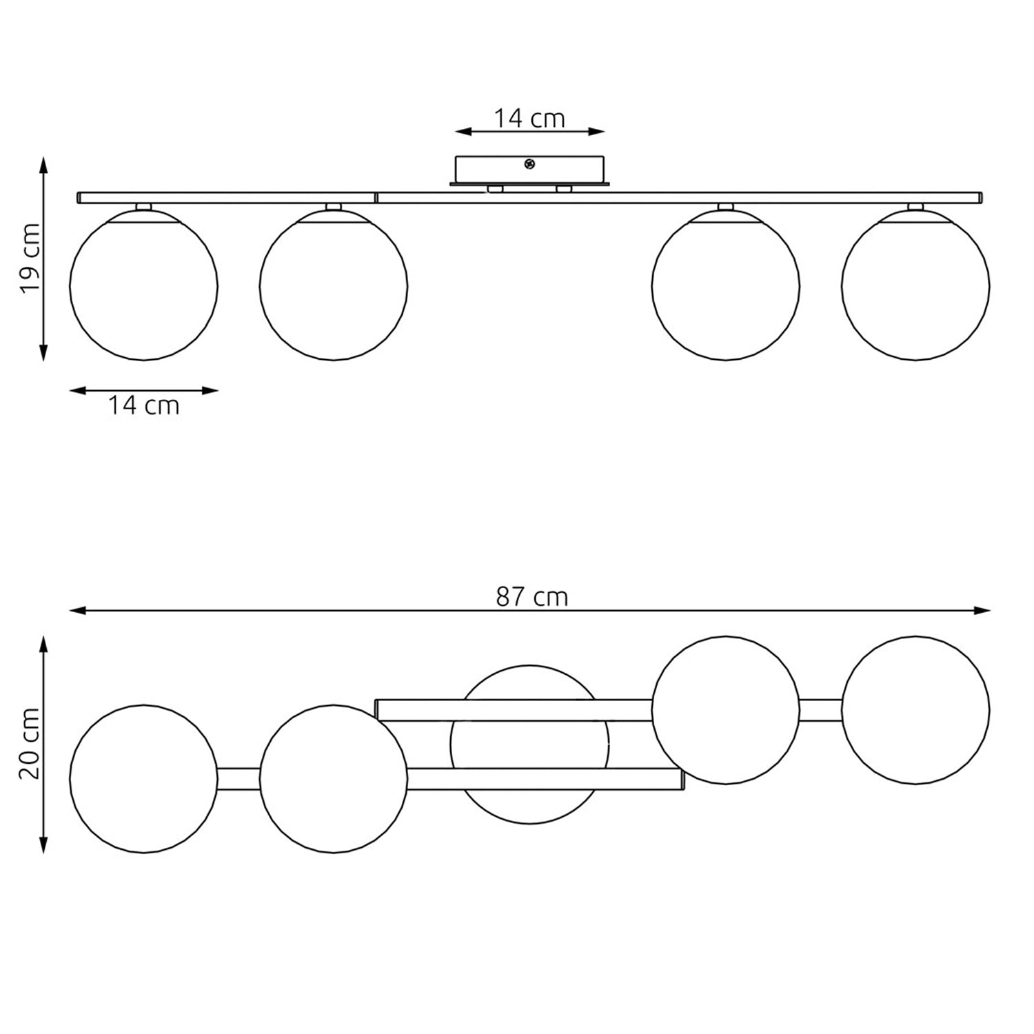 Plafoniera Moderna Nettuno Acciaio Nero 4 Luci E14 Ip20