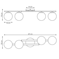 Plafoniera Moderna Nettuno Acciaio Nero 4 Luci E14 Ip20