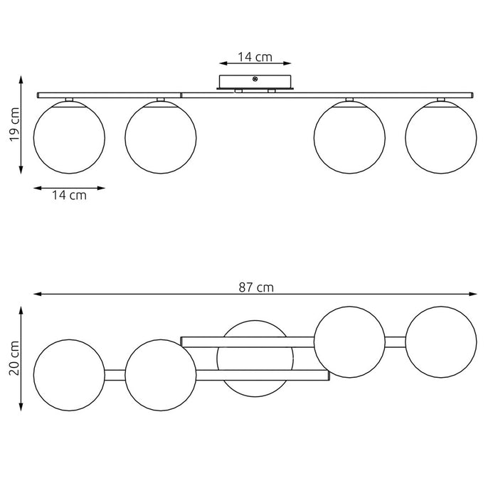 Plafoniera Moderna Nettuno Acciaio Nero 4 Luci E14 Ip20